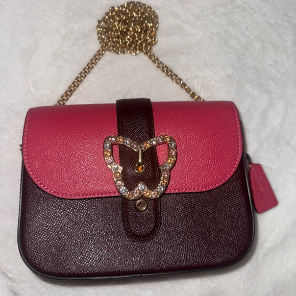 Coach Pink and Brown Crossbody Bag with Gold Chain - Picture 1 of 1